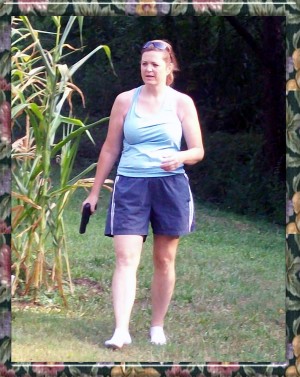Lisa in her garden